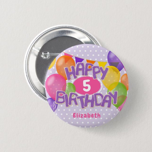 purple frosted cookies w balloons happy birthday button (Front & Back)