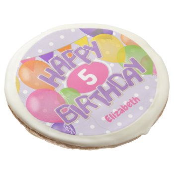 Purple Frosted Cutouts Happy Birthday W Balloons Sugar Cookie by katz_d_zynes at Zazzle