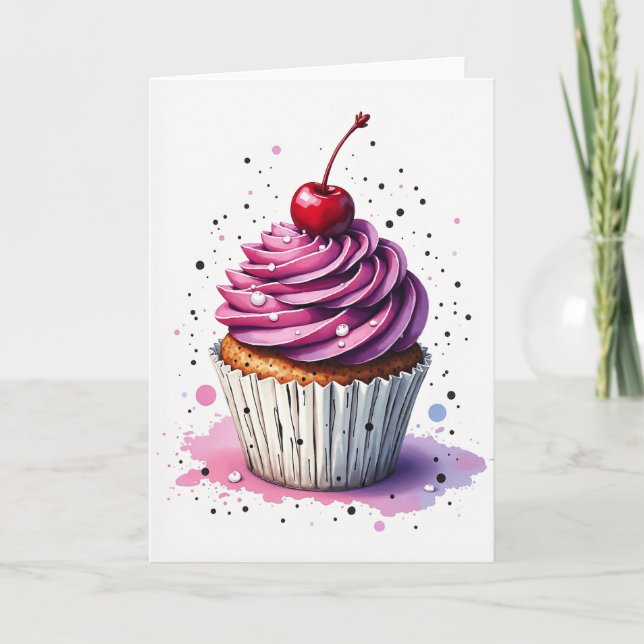 Purple Frosting Birthday Card (Front)