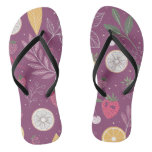 &quot;Purple Fruit and Leaf Pattern Flip Flops&quot; Flip Flops