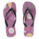 &quot;Purple Fruit and Leaf Pattern Flip Flops&quot; Flip Flops