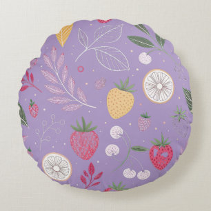 “Purple Fruit Floral Round Pillow” Pillow