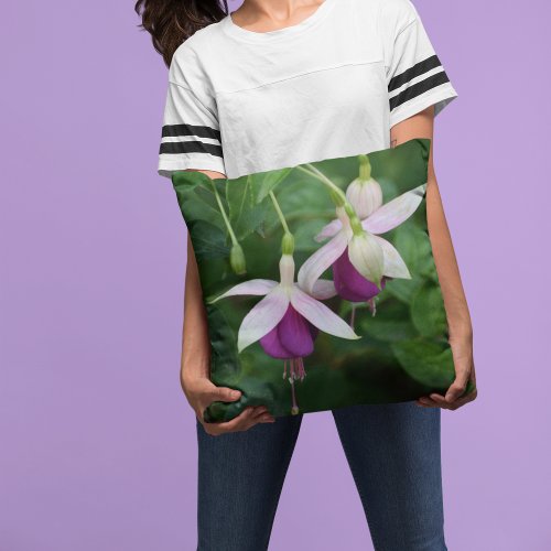 Purple Fuchsia Flowers with White Sepals Floral Throw Pillow