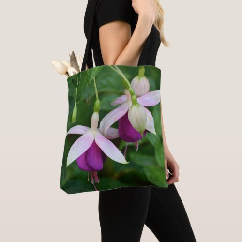Purple Fuchsia Flowers with White Sepals Floral Tote Bag