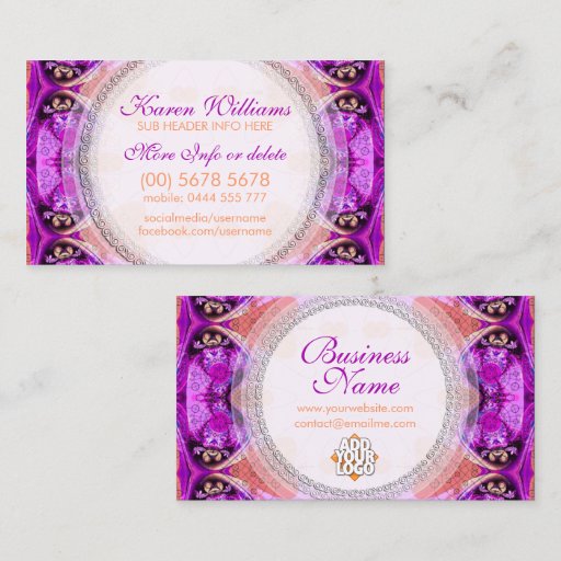 Customizable Purple Fuchsia Healing New Age Business Card