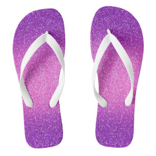 Purple-Fuchsia Ombre Glitters, Pair of Flip Flops