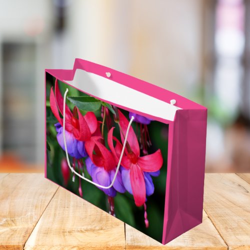 Purple Fuchsia with Pink Sepals Floral Large Gift Bag