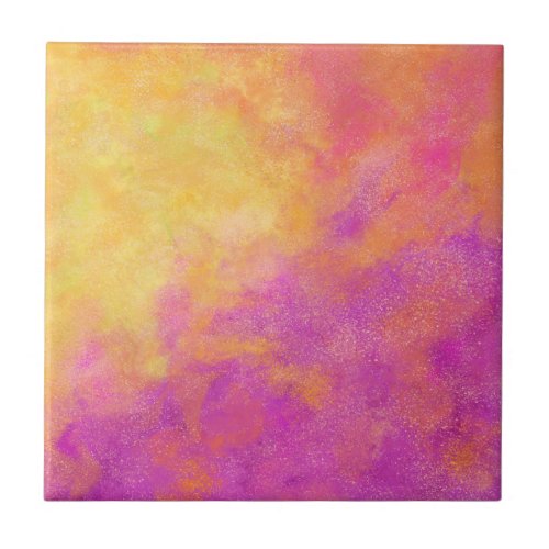 Purple Fuchsia Yellow Orange Modern Abstract Ceramic Tile