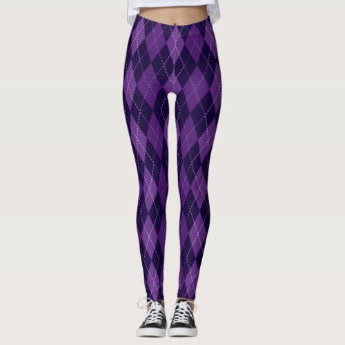 Purple Fuentes Argyle Leggings