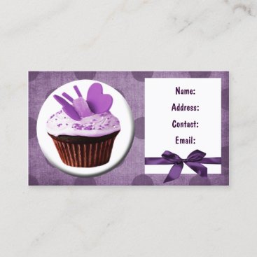 purple fun cupcake business Cards