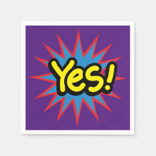 Purple Fun Pop Art Yes Napkins