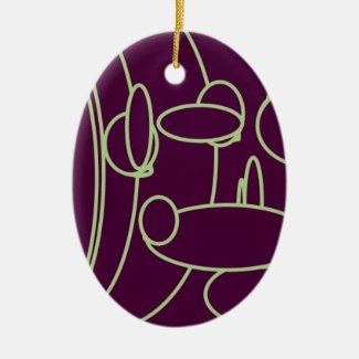 purple funky ceramic ornament