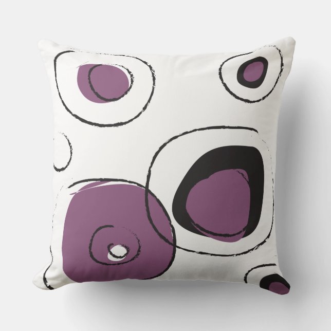 Purple FUNKY DOTS DESIGN Retro Throw Pillow (Front)