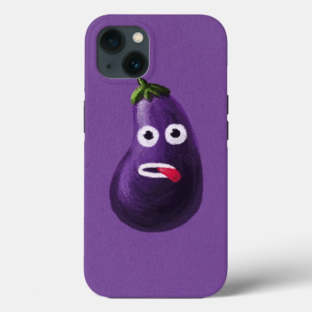 Purple Funny Cartoon Eggplant Case-Mate iPhone Case (Back)