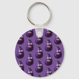 Purple Funny Cartoon Eggplant Pattern Keychain