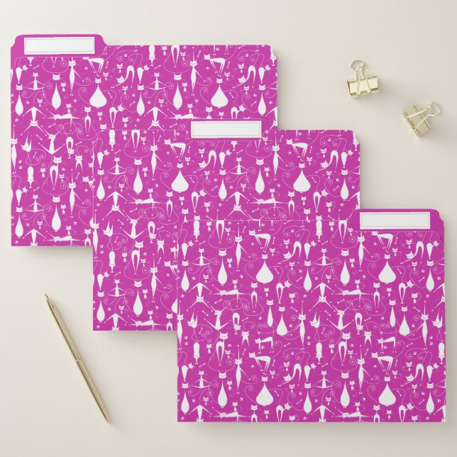 Purple Funny Kitty Cat Fitness File Folder (Set)