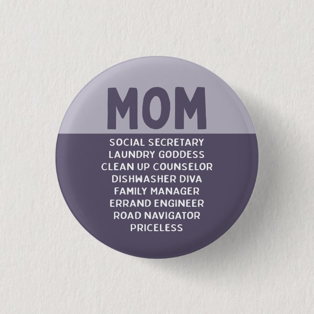 Purple Funny Mom Joke Mom's Life Button (Front)