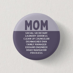 Purple Funny Mom Joke Mom's Life Button