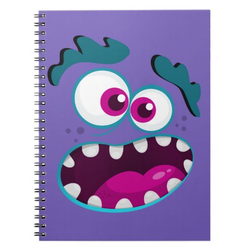 Purple Funny Monster Character Happy Scary Face Notebook