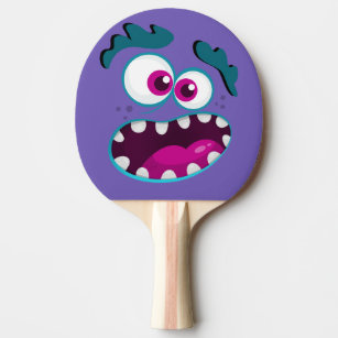 Purple Funny Monster Character Happy Scary Face Ping Pong Paddle