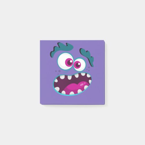 Purple Funny Monster Character Happy Scary Face T_ Post_it Notes