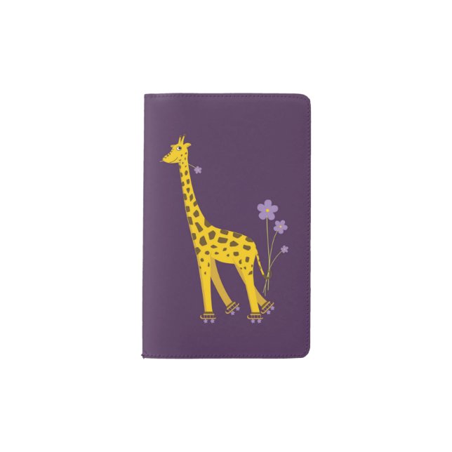 Purple Funny Roller Skating Giraffe Pocket Moleskine Notebook (Front)