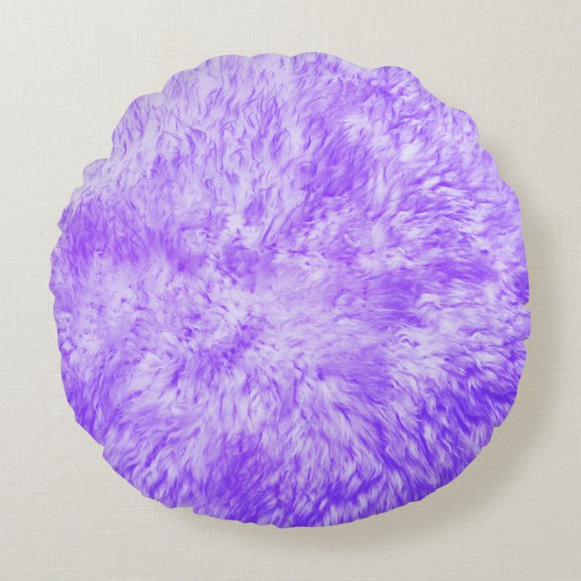 Purple Fur Frenzy Round Pillow (Front)