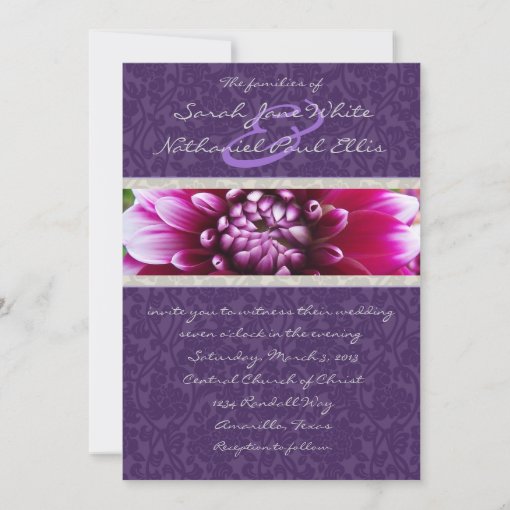 Purple Fuschia Dahlia Wedding Invitation | Zazzle