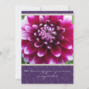 Purple Fuschia Dahlia Wedding Invitation