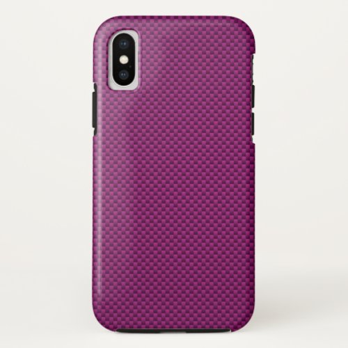 Purple Fushia Carbon Fiber Print iPhone XS Case