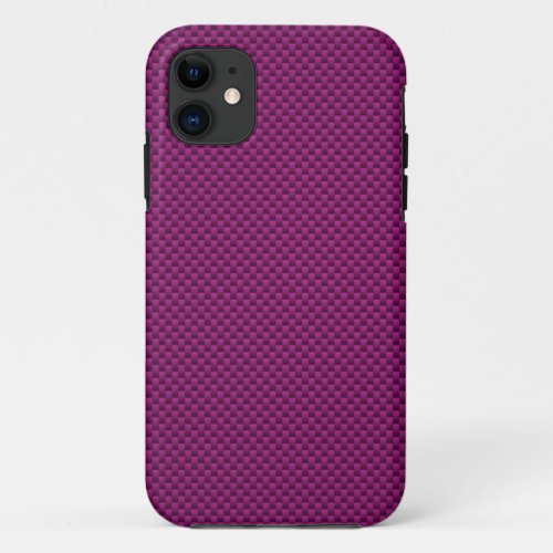 Purple Fushia Carbon Fiber Style Print iPhone 11 Case
