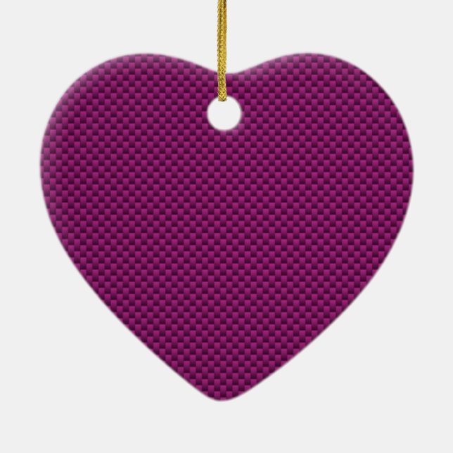 Purple Fushia Carbon Fiber Style Print Ceramic Ornament (Back)