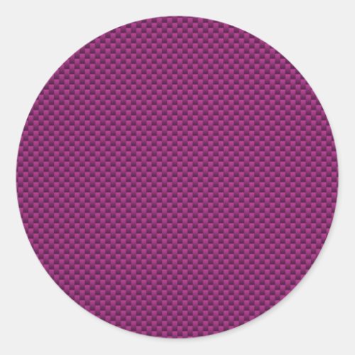 Purple Fushia Carbon Fiber Style Print Classic Round Sticker