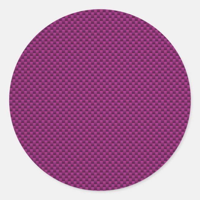 Purple Fushia Carbon Fiber Style Print Classic Round Sticker (Front)