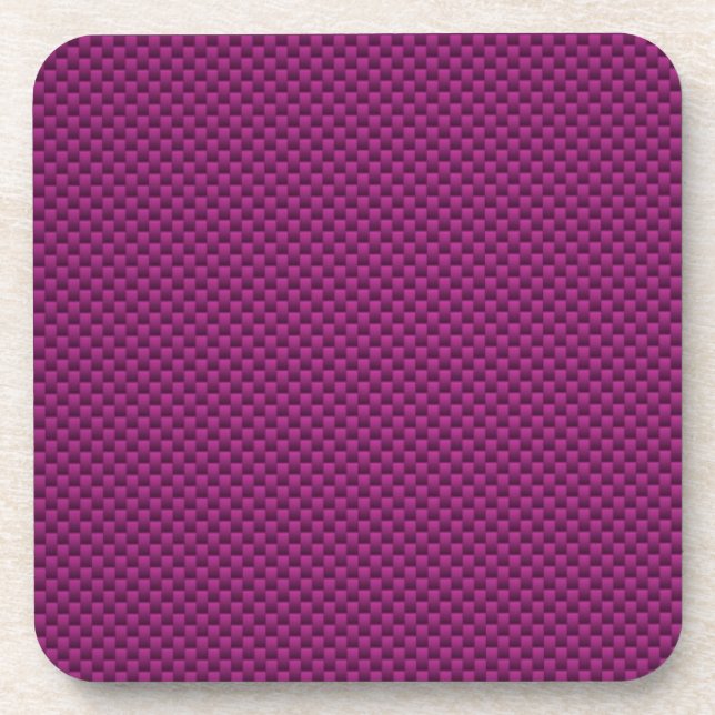 Purple Fushia Carbon Fiber Style Print Drink Coaster (Front)
