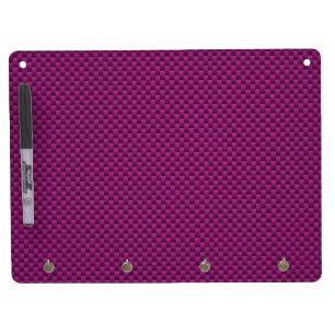Purple Fushia Carbon Fiber Style Print Dry Erase Board With Keychain Holder
