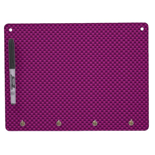 Purple Fushia Carbon Fiber Style Print Dry Erase Board With Keychain Holder