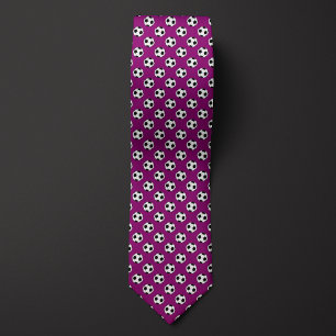 Purple Futbol Soccer Ball Neck Tie