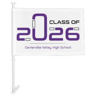 Purple Futuristic Class of 2026 Car Flag