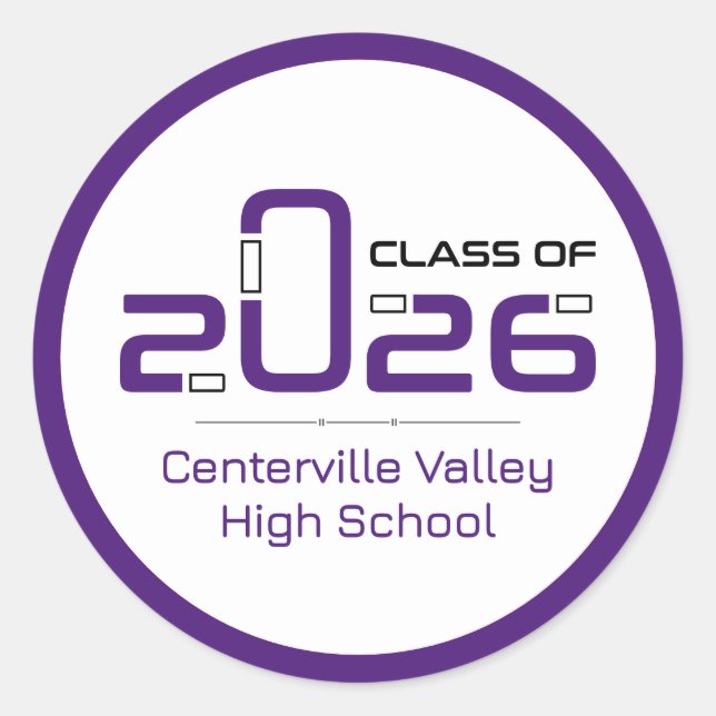 Purple Futuristic Class of 2026 Classic Round Sticker (Front)
