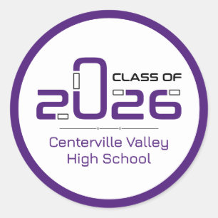 Purple Futuristic Class of 2026 Classic Round Sticker