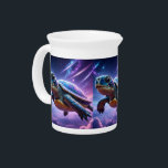Purple Galactic Sea Turtle Beverage Pitcher<br><div class="desc">This colorful Cosmic design features a galactic sea turtle with a vibrant space-themed background.</div>