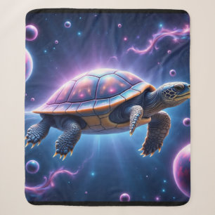 Purple Galactic Sea Turtle Sherpa Blanket