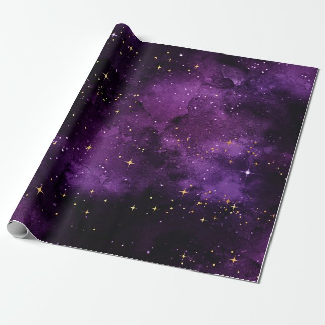Purple Galaxy 6ft Wrapping Paper (Unrolled)