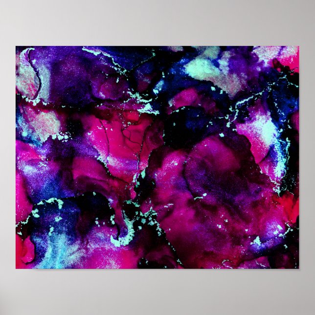 Purple Galaxy Alcohol Ink Abstract Poster (Front)