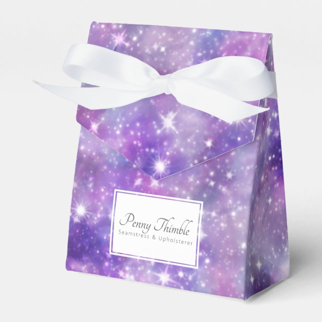 Purple Galaxy and stars Favor Boxes (Front Side)
