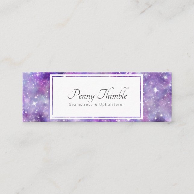 Purple Galaxy and stars Mini Business Card (Front)