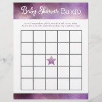 Purple Galaxy Baby Shower Bingo Game