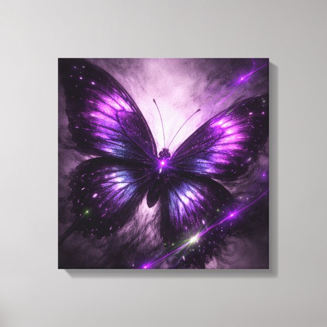 Purple Galaxy Butterfly Canvas Wall Art (Front)