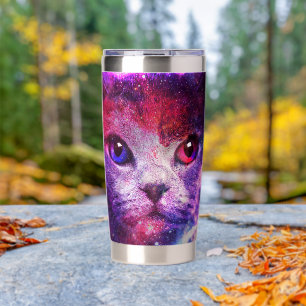 Purple Galaxy Cat Insulated Tumbler